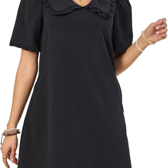 Women Casual Summer Dress Polyester Blend Short Sleeve Pockets Mini - Picture 1 of 6